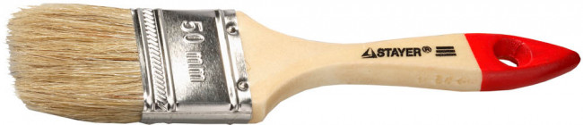 Кисть плоская STAYER "UNIVERSAL-STANDARD", светлая натуральная щетина, деревянная ручка, 50мм,  ( 0101-050 )
