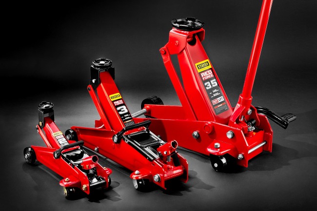 Домкрат гидравлический подкатной "RED FORCE", 3т, 135-400мм, STAYER 43154-3,  ( 43154-3 )