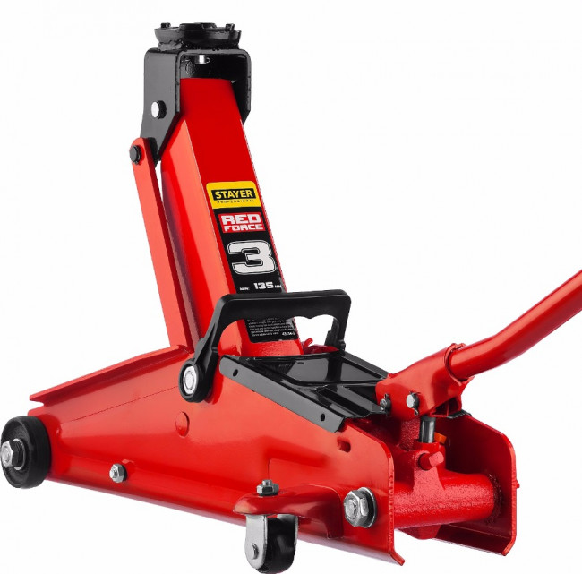 Домкрат гидравлический подкатной "RED FORCE", 3т, 135-400мм, STAYER 43154-3,  ( 43154-3 )