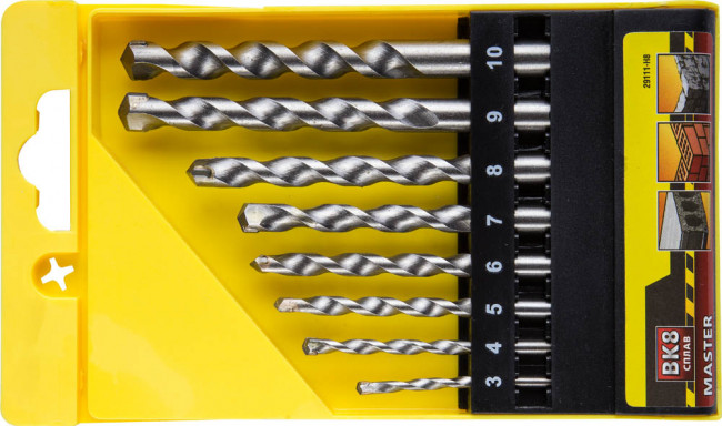 Набор STAYER "MASTER": Сверла по бетону 3, 4, 5, 6, 7, 8, 9, 10мм, 8шт,  ( 29111-H8 ) Набор STAYER "MASTER": Сверла по бетону 3, 4, 5, 6, 7, 8, 9, 10мм, 8шт,  ( 29111-H8 )