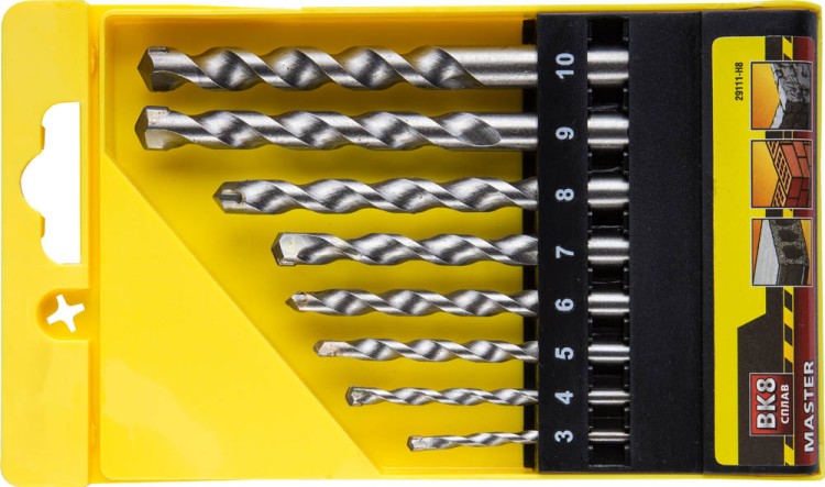 Набор STAYER "MASTER": Сверла по бетону 3, 4, 5, 6, 7, 8, 9, 10мм, 8шт,  ( 29111-H8 )