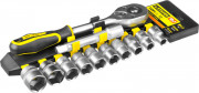 Набор STAYER "STANDARD": Торцовые головки (1/2") на пластиковом рельсе, трещотка, удлинитель, 10-24мм, 12 предметов,  ( 27750-H12 ) Набор STAYER "STANDARD": Торцовые головки (1/2") на пластиковом рельсе, трещотка, удлинитель, 10-24мм, 12 предметов,  ( 27750-H12 )