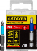 Биты STAYER "PROFESSIONAL" ProFix Phillips, тип хвостовика E 1/4", № 1, L=50мм, 10шт,  ( 26203-1-50-10_z01 ) Биты STAYER "PROFESSIONAL" ProFix Phillips, тип хвостовика E 1/4", № 1, L=50мм, 10шт,  ( 26203-1-50-10_z01 )