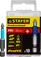 Биты STAYER "PROFESSIONAL" ProFix Phillips, тип хвостовика E 1/4", № 1, L=50мм, 10шт,  ( 26203-1-50-10_z01 )