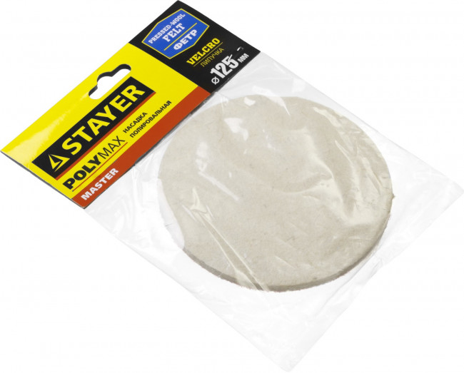 Полировальная насадка STAYER "MASTER" из фетра на липучке d=125мм,  ( 35930-125 )