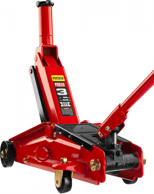 Домкрат гидравлический подкатной "RED FORCE", для внедорожников, 3т, 155-545мм, STAYER 43157-3,  ( 43157-3 ) Домкрат гидравлический подкатной "RED FORCE", для внедорожников, 3т, 155-545мм, STAYER 43157-3,  ( 43157-3 )