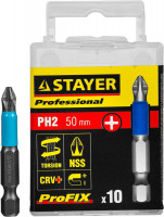 Биты STAYER "PROFESSIONAL" ProFix Phillips, тип хвостовика E 1/4", № 2, L=50мм, 10шт,  ( 26203-2-50-10_z01 )