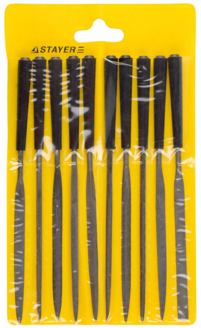 Набор STAYER "MASTER" Надфили с пластмассовой ручкой, 100мм, 10шт  ,  ( 16011-H10_z01 ) Набор STAYER "MASTER" Надфили с пластмассовой ручкой, 100мм, 10шт  ,  ( 16011-H10_z01 )