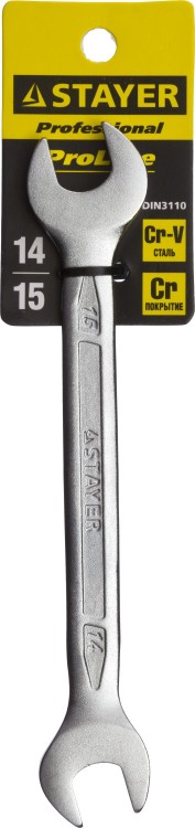 Рожковый гаечный ключ 14 x 15 мм, STAYER,  ( 27035-14-15 )