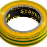 STAYER Protect-10 Изолента ПВХ, не поддерживает горение, 10м (0,13х15 мм), желто-зеленая, 12291-S