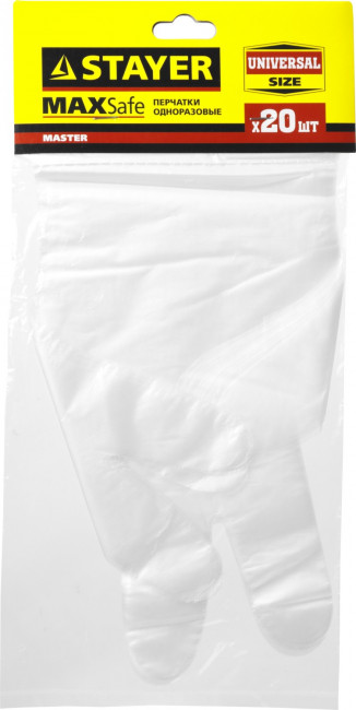 Перчатки STAYER "MASTER" одноразовые полиэтиленовые, 20шт,  ( 1150-H20_z01 )