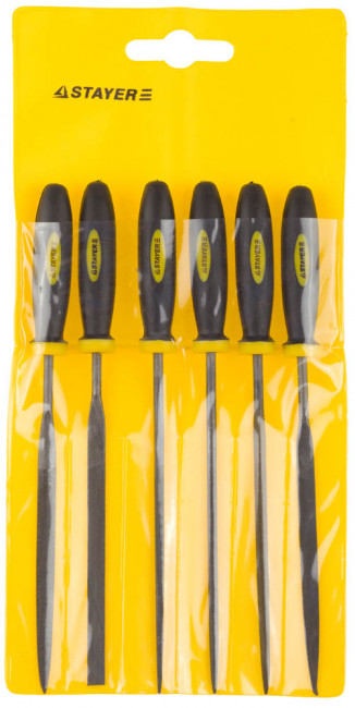 Набор STAYER "PROFI" Надфили с двухкомпонентной ручкой, 100мм, 6шт ,  ( 16010-H6_z01 )