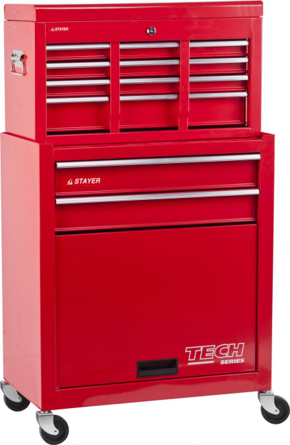 Тележка инструментальная STAYER "MASTER" комбо, 2 ящика + ящик настольный, 7 полок, 616х330х742мм  ,  ( 38909-K )