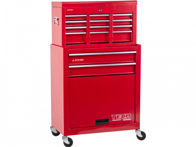 Тележка инструментальная STAYER "MASTER" комбо, 2 ящика + ящик настольный, 7 полок, 616х330х742мм  ,  ( 38909-K )
