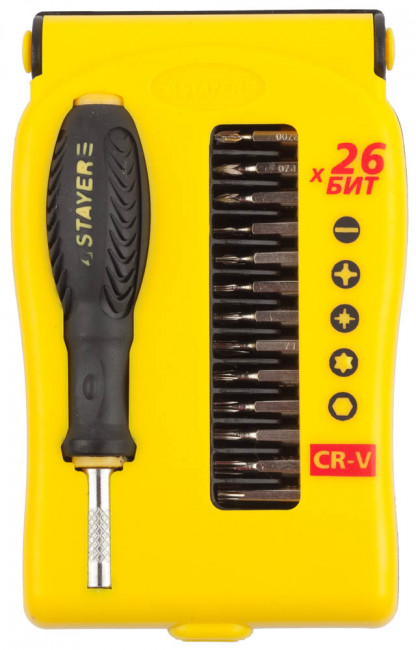 Отвертка-битодержатель для точных работ 26 предм., STAYER,  ( 25614-H28 )