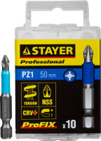 Биты STAYER "PROFESSIONAL" ProFix Pozidriv, тип хвостовика E 1/4", № 1, L=50мм, 10шт,  ( 26223-1-50-10_z01 )