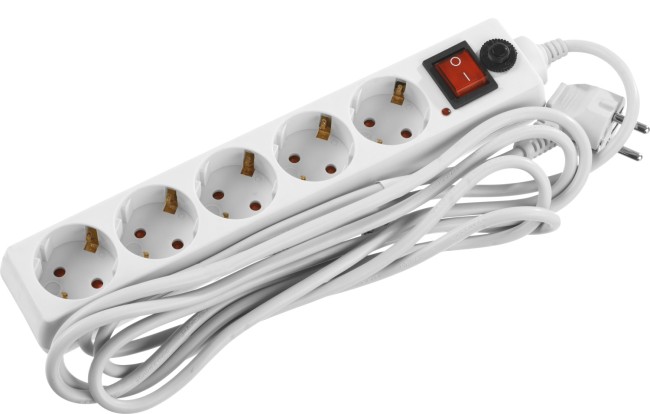 Сетевой фильтр STAYER "MASTER" электрический, 5 гнезд, макс. мощн. 2200 Вт, 3м,  ( 55066-3 )