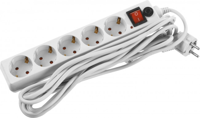Сетевой фильтр STAYER "MASTER" электрический, 5 гнезд, макс. мощн. 2200 Вт, 5м,  ( 55066-5 )