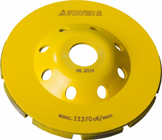 Чашка STAYER "PROFESSIONAL" алмазная сегментная двухрядная, высота 22,2мм, 125мм  ,  ( 33381-125 ) Чашка STAYER "PROFESSIONAL" алмазная сегментная двухрядная, высота 22,2мм, 125мм  ,  ( 33381-125 )