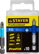 Биты STAYER "PROFESSIONAL" ProFix Pozidriv, тип хвостовика E 1/4", № 3, L=50мм, 10шт,  ( 26223-3-50-10_z01 ) Биты STAYER "PROFESSIONAL" ProFix Pozidriv, тип хвостовика E 1/4", № 3, L=50мм, 10шт,  ( 26223-3-50-10_z01 )