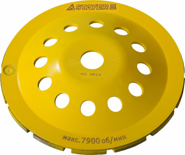 Чашка STAYER "PROFESSIONAL" алмазная сегментная двухрядная, высота 22,2мм, 180мм  ,  ( 33381-180 ) Чашка STAYER "PROFESSIONAL" алмазная сегментная двухрядная, высота 22,2мм, 180мм  ,  ( 33381-180 )