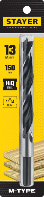 STAYER "M-type" 13,0x150/95мм, сверло спиральное по дереву, М-образная заточка ( 2942-150-13_z02 ) STAYER "M-type" 13,0x150/95мм, сверло спиральное по дереву, М-образная заточка ( 2942-150-13_z02 )