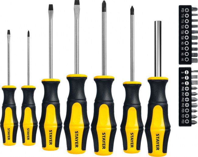 Набор: Отвертки STAYER "MASTER" HERCULES, Cr-V сталь, "SUPER GRIP" эргономичная 2К рукоятка, магнитный наконечник, в кейсе, 27 предметов ( 25827 ) Набор: Отвертки STAYER "MASTER" HERCULES, Cr-V сталь, "SUPER GRIP" эргономичная 2К рукоятка, магнитный наконечник, в кейсе, 27 предметов ( 25827 )