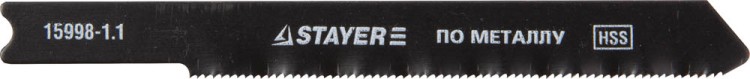 Полотна STAYER "PROFI", U118G, для эл/лобзика, HSS, по металлу (0,5-1,5мм), US-хвост., шаг 1,1мм, 50мм, 2шт,  ( 15998-1.1_z01 )