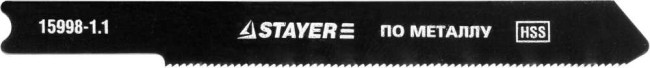 Полотна STAYER "PROFI", U118G, для эл/лобзика, HSS, по металлу (0,5-1,5мм), US-хвост., шаг 1,1мм, 50мм, 2шт,  ( 15998-1.1_z01 )