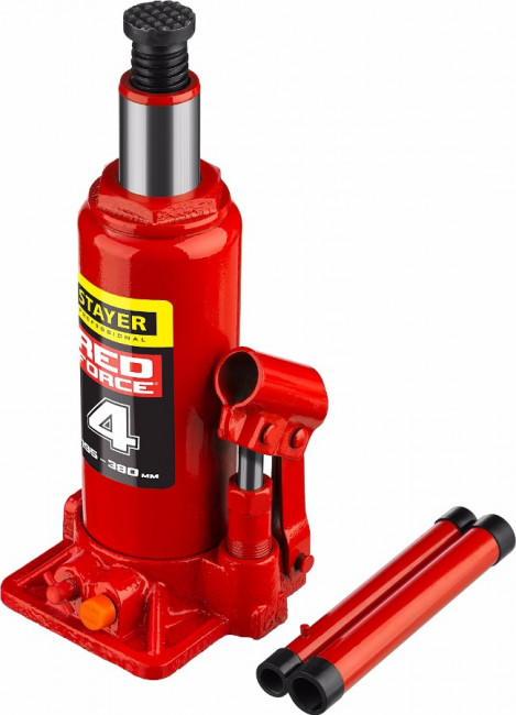 Домкрат гидравлический бутылочный "RED FORCE", 4т, 195-380 мм, STAYER 43160-4,  ( 43160-4_z01 ) Домкрат гидравлический бутылочный "RED FORCE", 4т, 195-380 мм, STAYER 43160-4,  ( 43160-4_z01 )