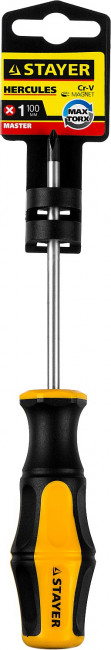 Отвертка STAYER "MASTER" "HERCULES", Сr-V, противоскользящая рукоятка, PH1x100мм  ,  ( 25052-1-10_z02 ) Отвертка STAYER "MASTER" "HERCULES", Сr-V, противоскользящая рукоятка, PH1x100мм  ,  ( 25052-1-10_z02 )