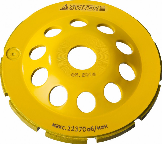 Чашка STAYER "PROFESSIONAL" алмазная сегментная однорядная, высота 22,2мм, 125мм  ,  ( 33382-125 ) Чашка STAYER "PROFESSIONAL" алмазная сегментная однорядная, высота 22,2мм, 125мм  ,  ( 33382-125 )