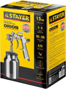 Краскопульт пневматический STAYER "MASTER" ORION, с нижним бачком, 1,5мм,  ( 06472-1.5 )