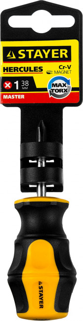 Отвертка STAYER "MASTER" "HERCULES", Сr-V, противоскользящая рукоятка, PH1x38мм,  ( 25052-38-1_z02 ) Отвертка STAYER "MASTER" "HERCULES", Сr-V, противоскользящая рукоятка, PH1x38мм,  ( 25052-38-1_z02 )