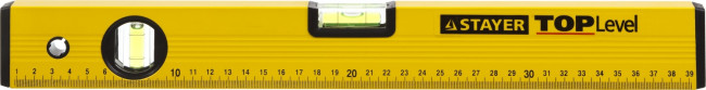 Уровень STAYER "STANDARD" "TOPLevel", коробчатый, 2 противоударных ампулы, линейка, 40см,  ( 3460-040_z03 )