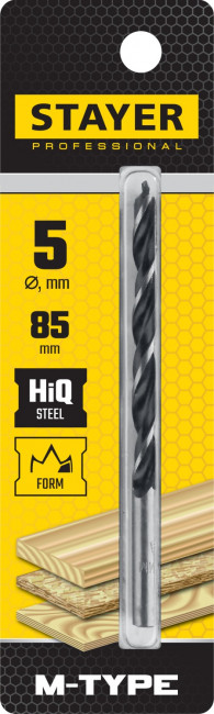 STAYER "M-type" 5,0x85/45мм, сверло спиральное по дереву, М-образная заточка ( 2942-085-05_z02 )