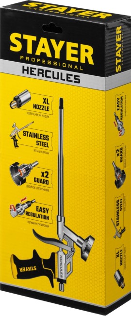 Пистолет для монтажной пены "HERCULES", металлический корпус, регулировка подачи пены, STAYER ( 06861_z02 )