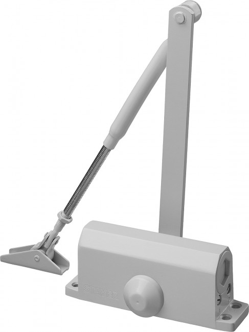 Доводчик дверной STAYER, для дверей массой до 40 кг, цвет белый,  ( 37916-50 ) Доводчик дверной STAYER, для дверей массой до 40 кг, цвет белый,  ( 37916-50 )