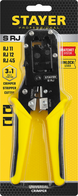 S-RJ кримпер универсальный, RJ45, RJ11/RJ12, STAYER Professional, ( 22652 )