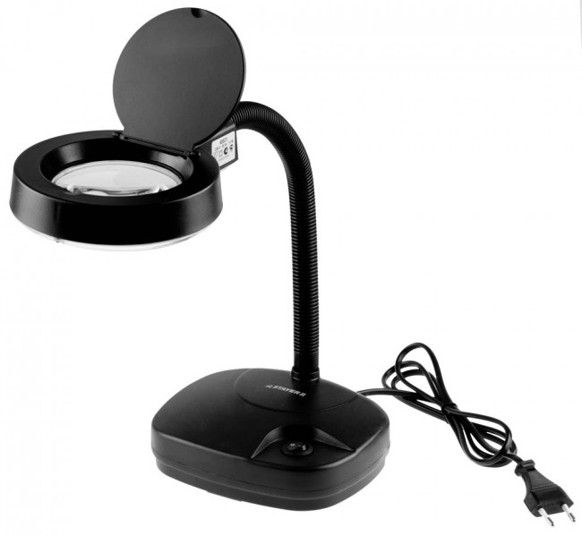 Лупа STAYER "PROFESSIONAL" с подсветкой на гибком штативе, 3-х/8-и кратная, питание от сети 220В,  ( 40531 ) Лупа STAYER "PROFESSIONAL" с подсветкой на гибком штативе, 3-х/8-и кратная, питание от сети 220В,  ( 40531 )