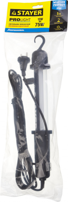 Светильник люминесцентный переносной, с выключателем, 5м, 13 (75) Вт, 220 В, IP44, STAYER,  ( 56065-13 ) Светильник люминесцентный переносной, с выключателем, 5м, 13 (75) Вт, 220 В, IP44, STAYER,  ( 56065-13 )