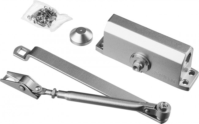 Доводчик дверной STAYER, для дверей массой до 40 кг, цвет серебро,  ( 37915-50 ) Доводчик дверной STAYER, для дверей массой до 40 кг, цвет серебро,  ( 37915-50 )