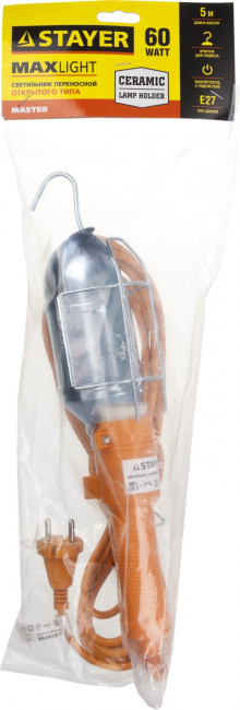 Светильник переносной с выключателем, 5м, 60 Вт/220 В, STAYER,  ( 56061 ) Светильник переносной с выключателем, 5м, 60 Вт/220 В, STAYER,  ( 56061 )