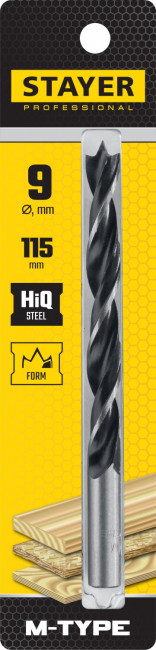 STAYER "M-type" 9,0x115/90мм, сверло спиральное по дереву, М-образная заточка ( 2942-115-09_z02 ) STAYER "M-type" 9,0x115/90мм, сверло спиральное по дереву, М-образная заточка ( 2942-115-09_z02 )