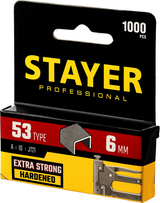 STAYER 6 мм скобы для степлера тонкие тип 53, 1000 шт ( 3159-06_z02 )