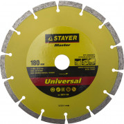 Круг отрезной алмазный STAYER "MASTER" сегментный, сухая резка, 22,2х180мм,  ( 36671-180 )