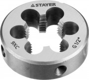 Плашка круглая ручная STAYER "MASTER", сталь 9ХС, для трубной резьбы G 1/2``,  ( 28029-1/2 )