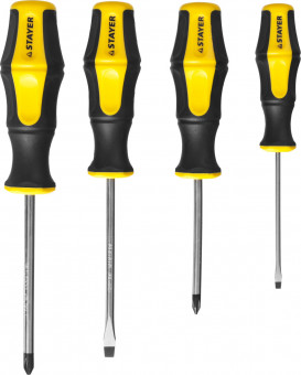 Набор STAYER "MASTER" HERCULES: Отвертки, Cr-V, эргономичная двухкомпонентная рукоятка, 4шт,  ( 25055-H4_z02 ) Набор STAYER "MASTER" HERCULES: Отвертки, Cr-V, эргономичная двухкомпонентная рукоятка, 4шт,  ( 25055-H4_z02 )
