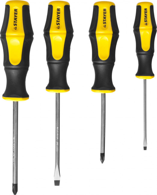 Набор STAYER "MASTER" HERCULES: Отвертки, Cr-V, эргономичная двухкомпонентная рукоятка, 4шт,  ( 25055-H4_z02 ) Набор STAYER "MASTER" HERCULES: Отвертки, Cr-V, эргономичная двухкомпонентная рукоятка, 4шт,  ( 25055-H4_z02 )