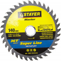 Диск пильный "SUPER-Line" по дереву, 140x20мм, 36T, STAYER,  ( 3682-140-20-36 )